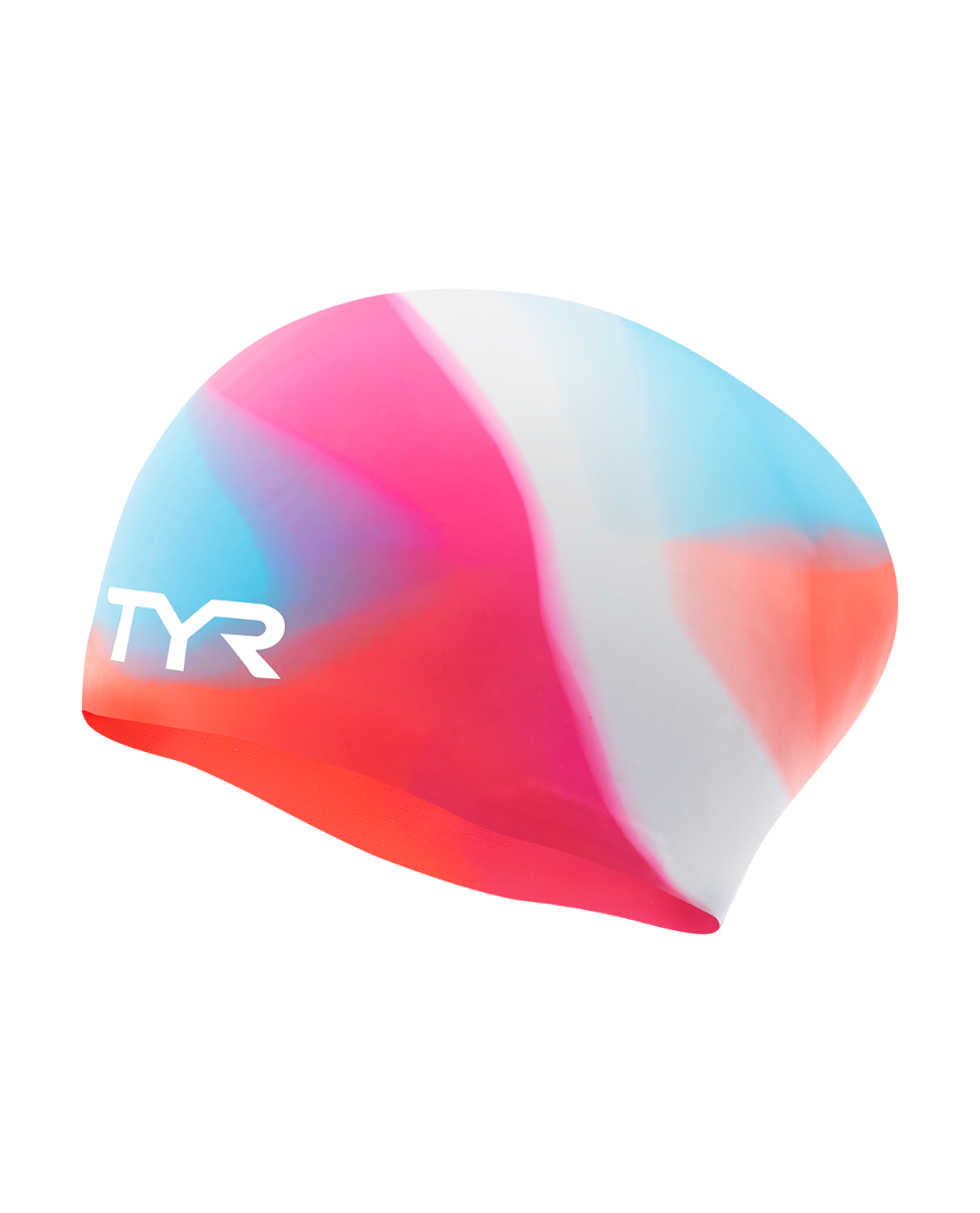 Youth Long Hair Silicone Swim Cap -Tie Dye
